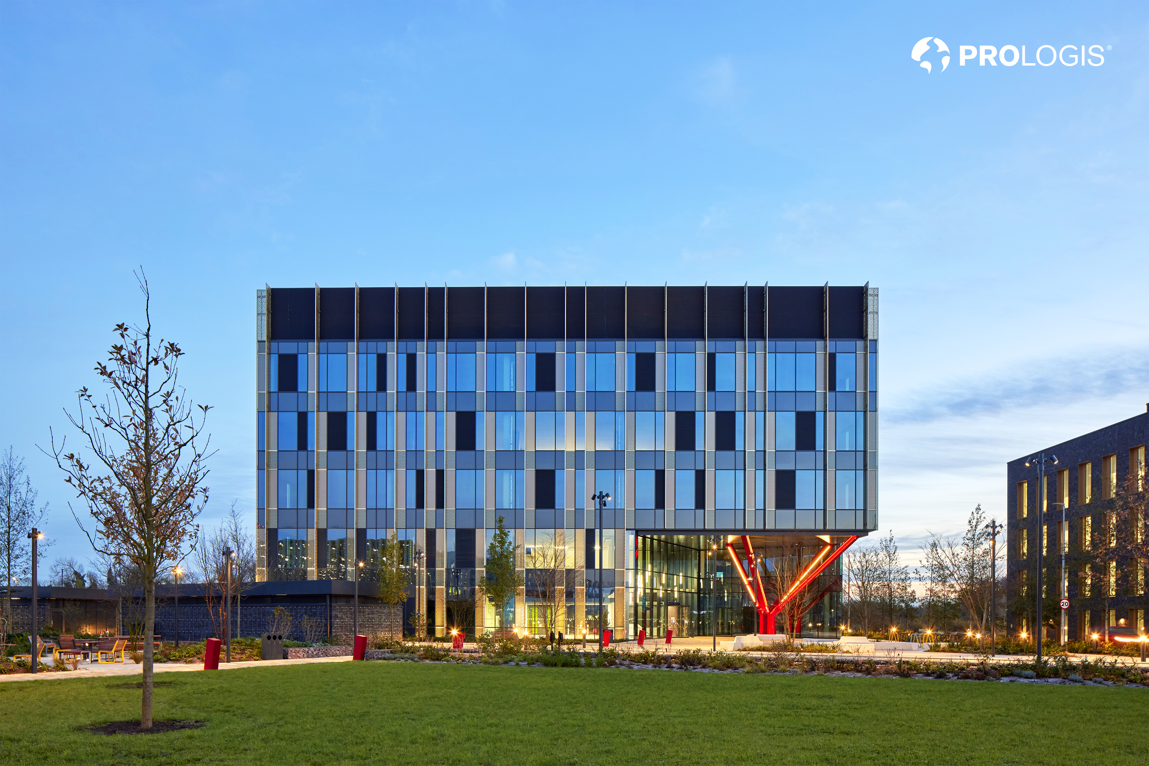 Life Science building at dusk