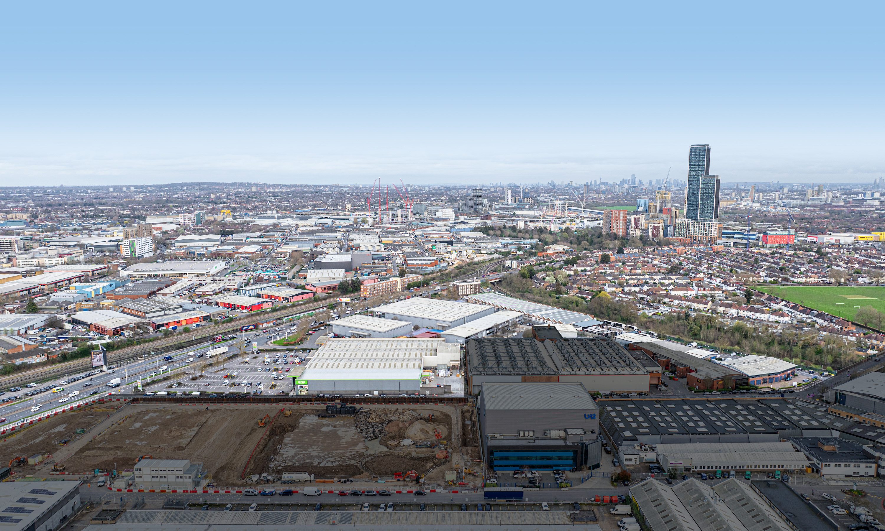 Aerial Shot of Western Avenue at Park Royal London